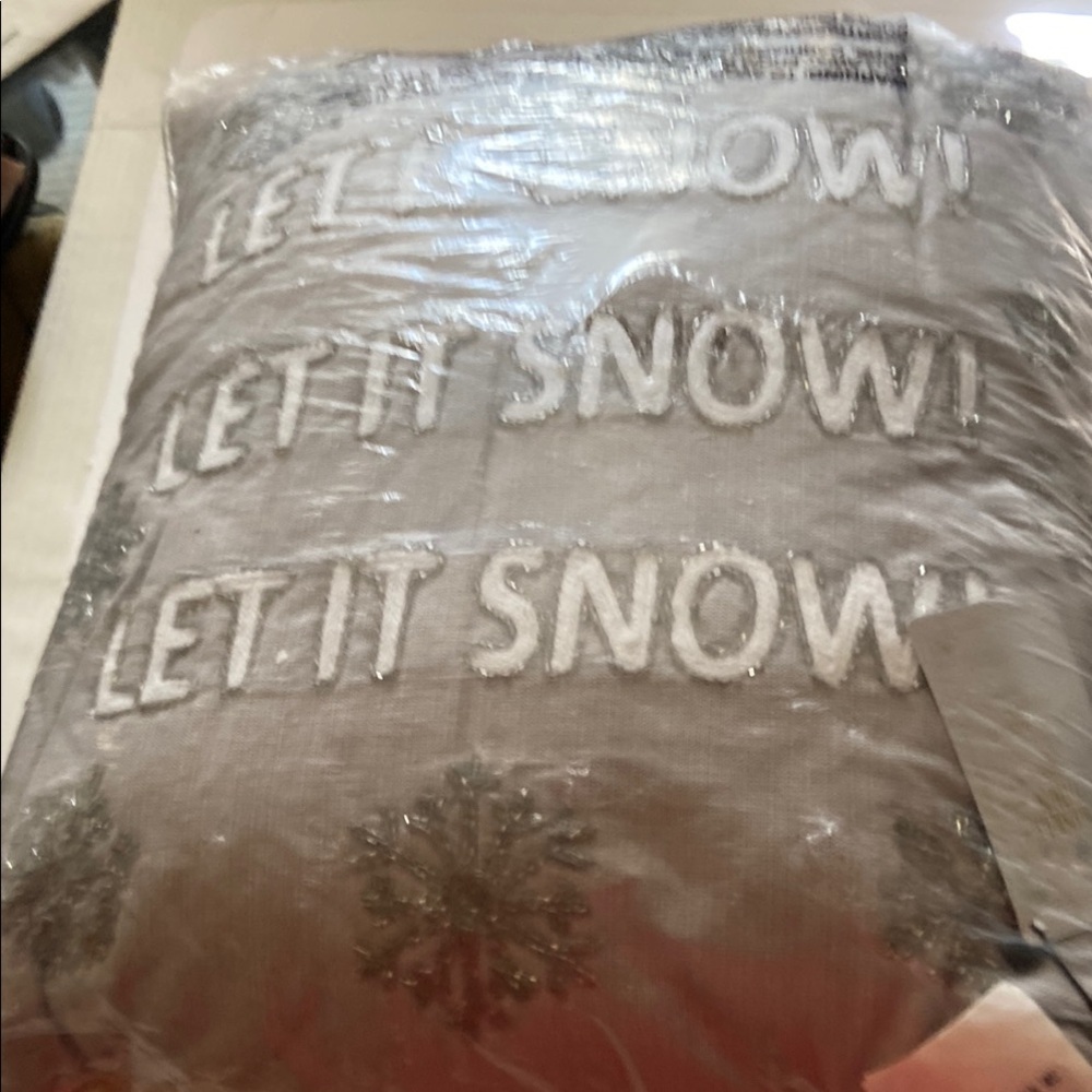 Gray 'Let It Snow' Decorative snowflake beaded embroidered sequin Pillow